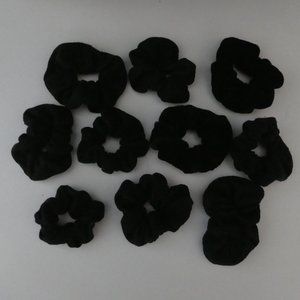 SET OF 10 | Solid Black Hair Scrunchies